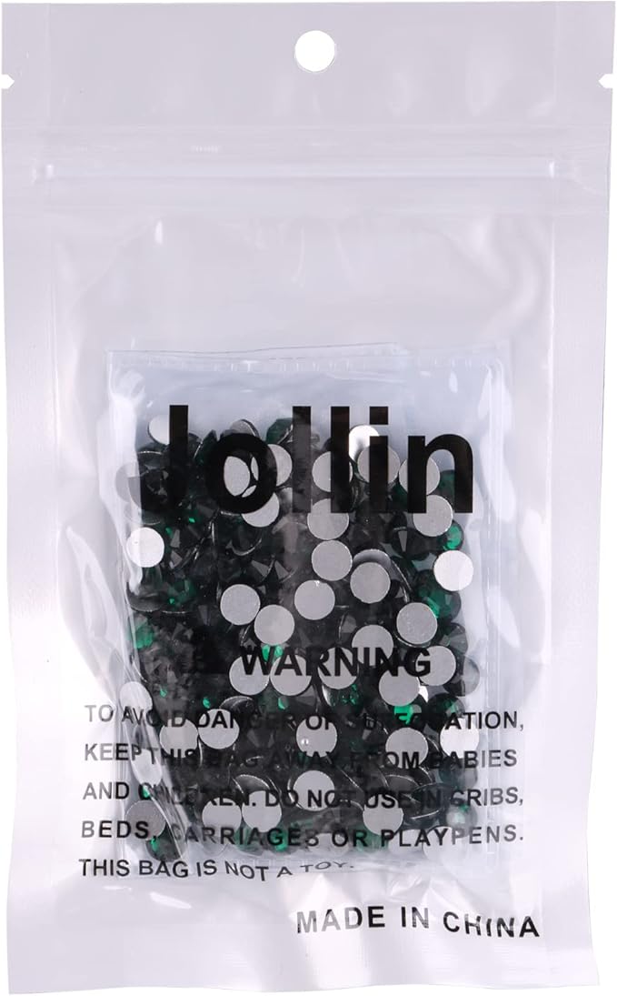 Jollin Glue Fix Crystal Flatback Rhinestones Glass Diamantes Gems for Crafting Nail Art Crafts Decorations Clothes Shoes 6.4mm (ss30 288pcs, Dark Green)
