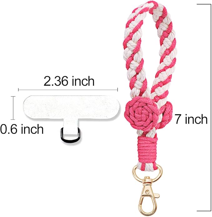 Boho Macrame Phone Wrist Strap, Cell Phone Lanyard with Tether Tab, Keychain Wristlet Charm, Anti-Loss Phone Chain