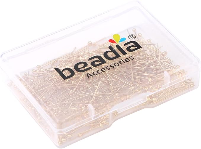 14K Gold Plated Ball Head Pins Non Tarnish 20mm 300pcs for Jewelry Making Findings