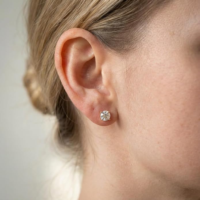 Scottsdale Diamond 14K Gold 0.5 to 4 Carat Certified LAB GROWN Diamond Stud Earrings for Women Her Round Cut 4 Prong Screw Back Fine Jewelry (E/F Color, VS1-VS2 Clarity)