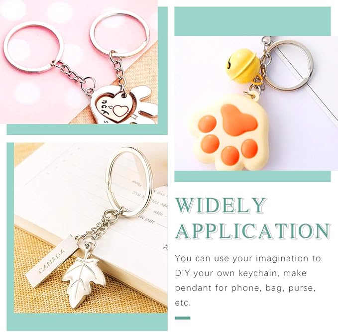 Swpeet 450 Pcs 1 Inch 25mm Sliver Flat Key Chain Rings Kit, Including Split Keychain Rings with Chain and Jump Ring with Screw Eye Pins for Jewelry Making