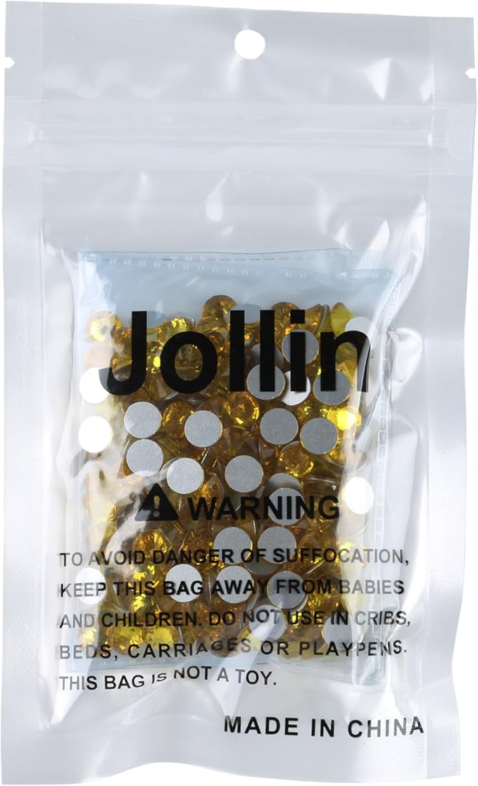Jollin Glue Fix Crystal Flatback Rhinestones Glass Diamantes Gems for Crafting Nail Art Crafts Decorations Clothes Shoes 7.2mm (ss34 288pcs, Citrine)