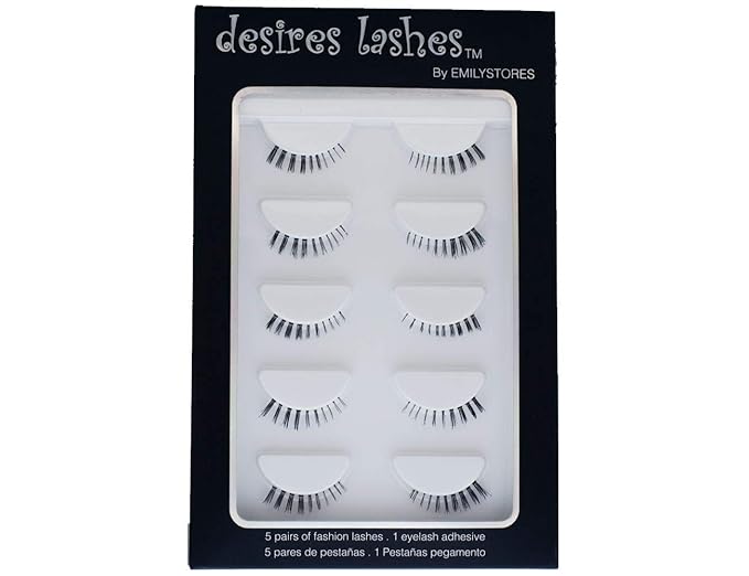 DESIRES LASHES False Eyelash Natural Wispy Fluffy Strip Style Asian Japanese Korean Clear Band Eye Lash 5 Pairs (09 Under Lower Strip)