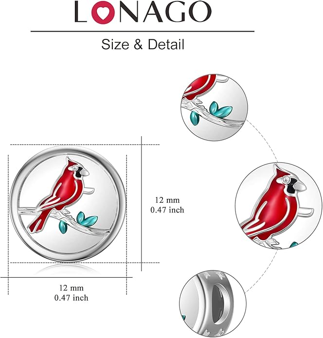 LONAGO 925 Sterling Silver Personalized Photo Charm Fit Compatible for Bracelet Necklace Customized Heart Round Shape Picture Bead