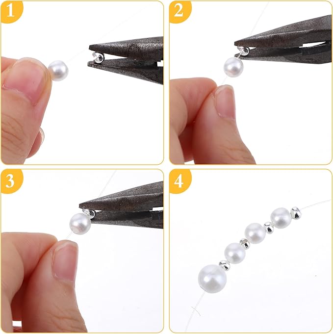 Ouligay 800PCS Crimp Beads for Jewelry Making 4mm Crimp Bead Covers Half Round Open Crimping Bead Knot Covers for DIY Jewelry Craft Making Jump Rings with Transparent Box Gold and Sliver
