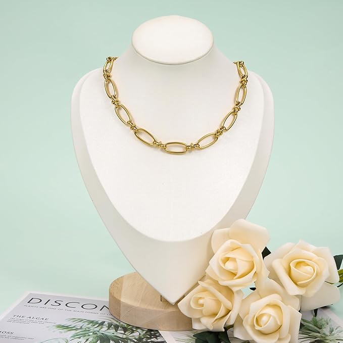 2 Meters Gold Plated Jewelry Making Chain Stainless Steel Long Oval Link Chains Bulk with Jump Rings and Lobster Clasps