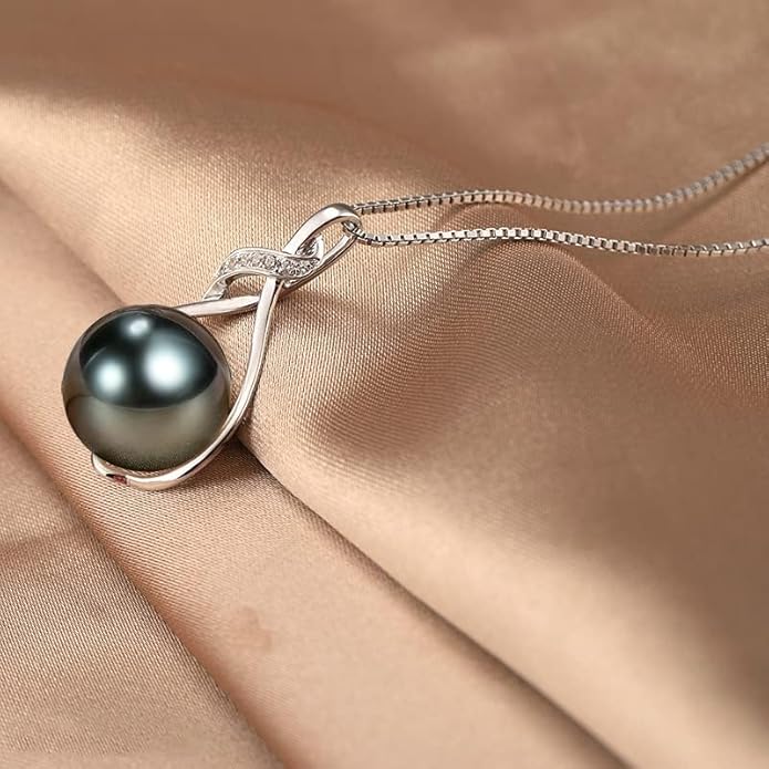 NONNYL Gifts for Women Wife-Tahitian-Black-Pearl-Necklace-Gift for Wife Wedding Birthday Anniversary Jewelry-Mom Girlfriend Her Mothers Day Gifts for Mom Women Valentines Christmas Day