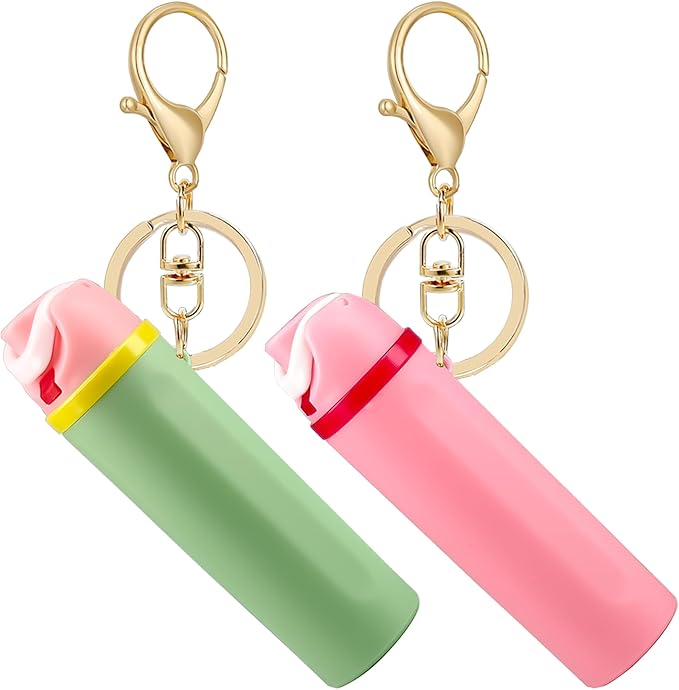 Mini Trendy Bottle Keychain Accessories Compatible with Owala Water Cute Tumbler Cup Chapstick Lip Balm Holder Charms