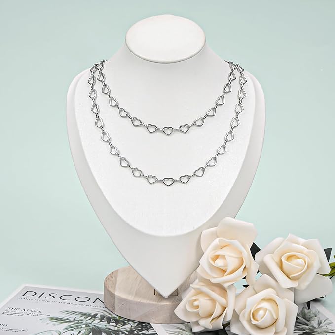 UMAOKANG 3 Meters Heart Chain for Jewelry Making Stainless Steel Chain Roll with Jewelry Supplies Findings Women Necklace Bracelet DIY