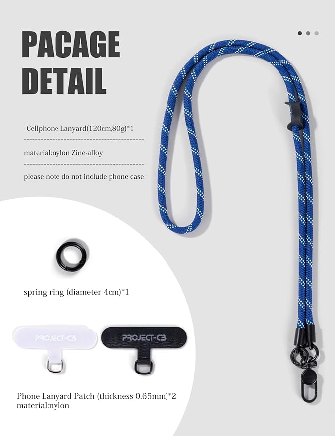 project-cb Phone Lanyard×1,Phone Tether Tab×2, Crossbody Cell Phone Lanyard,Rope Lanyard,Universal Adjustable Phone Strap(Purple)