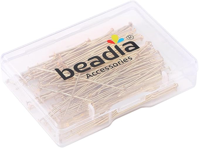 14K Gold Plated Flat Head Pins Non Tarnish 40mm 150pcs for Jewelry Making Findings