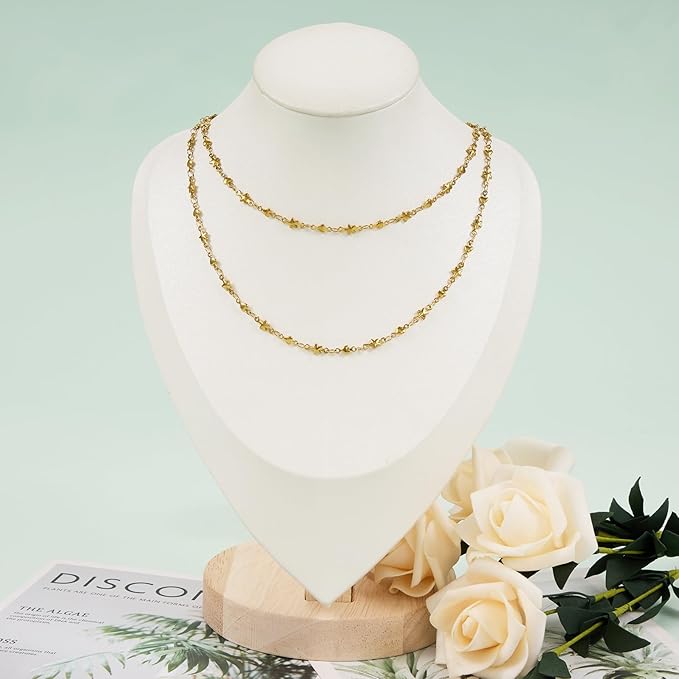 UMAOKANG 13 Feet Gold Plated Chain for Jewelry Making Stainless Steel Star Heart Chain on Spool with Jump Rings and Lobster Clasps