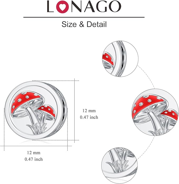 LONAGO 925 Sterling Silver Personalized Photo Charm Fit Compatible for Bracelet Necklace Customized Heart Round Shape Picture Bead