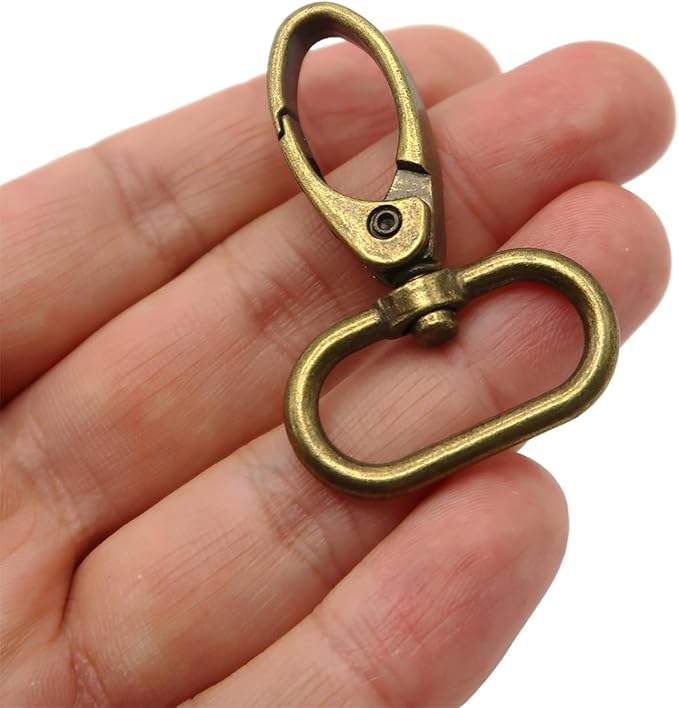 Swivel Lobster Claw Clasps 1 Inch 15pcs - Heavy Duty Metal Clasps with Secure Lock, Curved Snap Hooks for Bags, Jewelry Making, Keychains, Lanyards & DIY Craft Supplies (Antique Bronze, 1 inch)