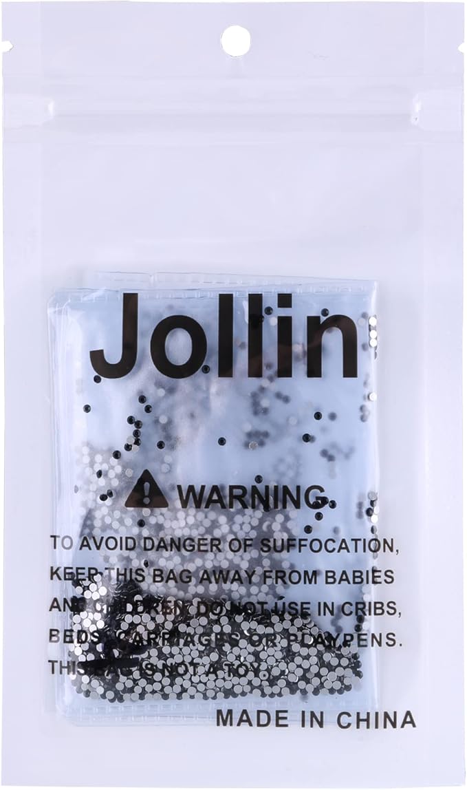 Jollin Glue Fix Crystal Flatback Rhinestones Glass Diamantes Gems for Crafting Nail Art Crafts Decorations Clothes Shoes 1.6mm (ss4 2880pcs, Jet)
