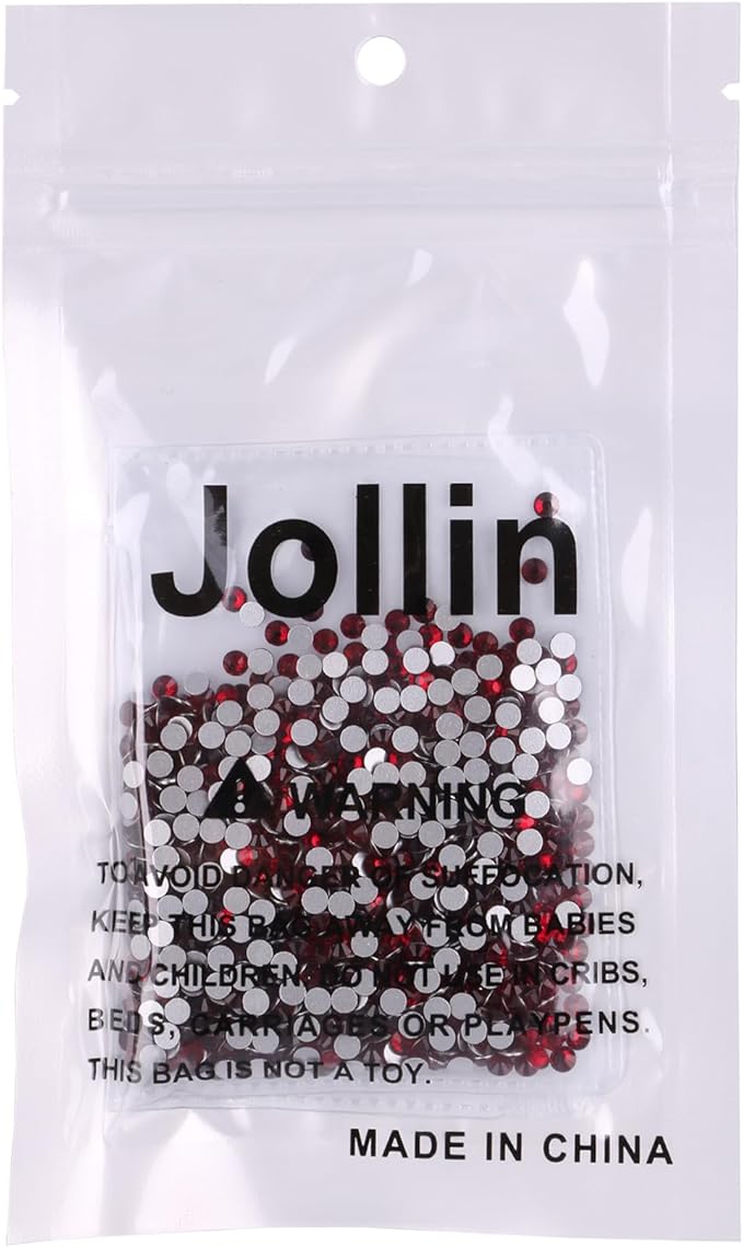 Jollin Glue Fix Crystal Flatback Rhinestones Glass Diamantes Gems for Crafting Nail Art Crafts Decorations Clothes Shoes 3.2mm (ss12 1440pcs, Dark Siam)