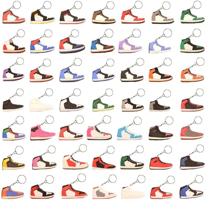 100 Sneaker Key Chains - Retro Shoe & Rubber Mini Shoes - Personalized & Bulk