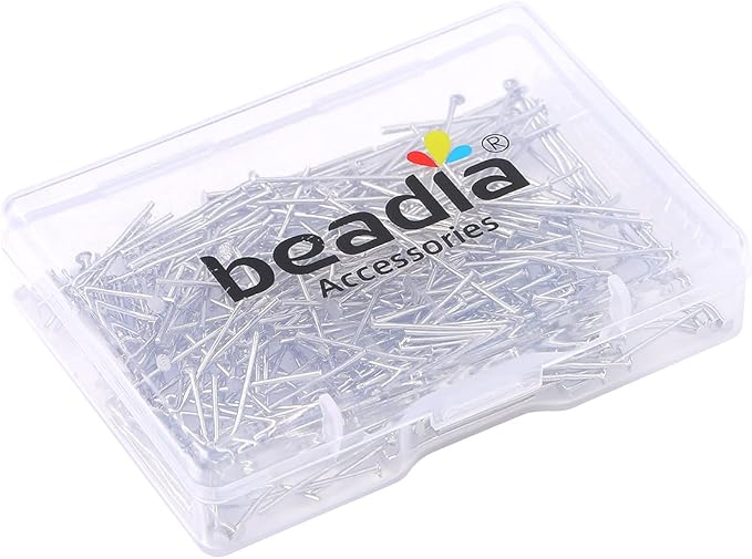 Platinum Plated Flat Head Pins Non Tarnish 20mm 300pcs for Jewelry Making Findings