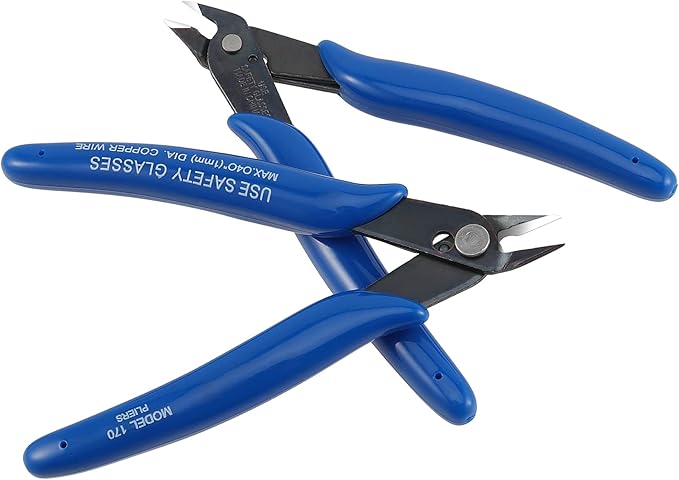 SEUNMUK 15 Pack 170 Flush Wire Cutter, 5 Inch Electronic Wire Flush Cutters, Small Precision Soft Wire Cutter, Micro Wire Cutters Blue Handle Professional Cutter Tools for Fine Cutting Needs