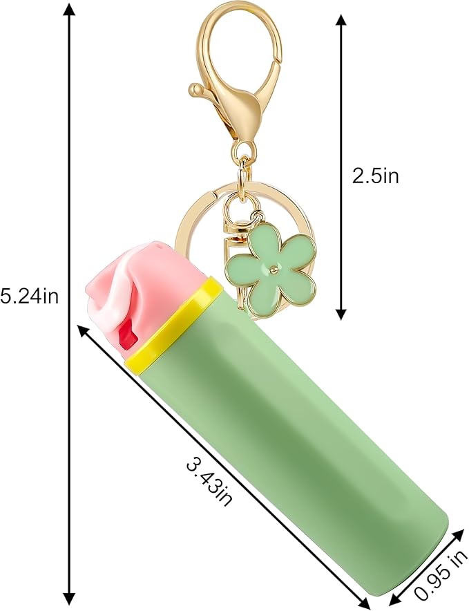 Mini Trendy Bottle Keychain Accessories Compatible with Owala Water Cute Tumbler Cup Chapstick Lip Balm Holder Charms
