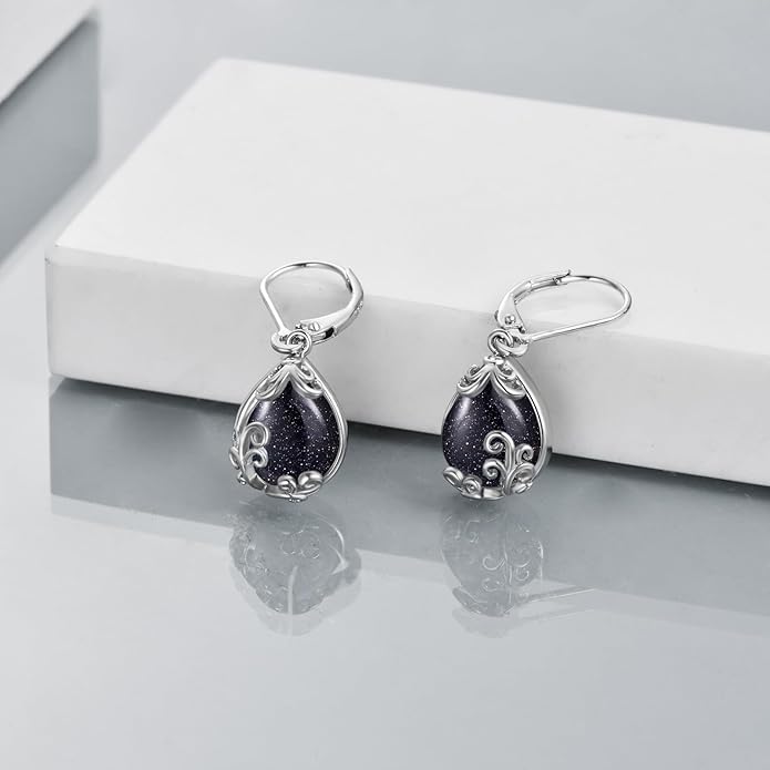 POPLYKE Celtic Filigree Teardrop Drop Dangle Earrings Sterling Silver Leverback Earrings Jewelry for Women