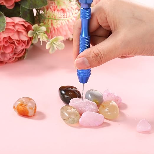 Mudder 57 Pieces Micro Hand Drill Bits Set with Pin Vise 46 Pcs Pin Vise Hand Twist Drills and 10 Pcs PCB Mini Cutting Bits for Resin Polymer Clay Craft DIY Jewelry(Blue)