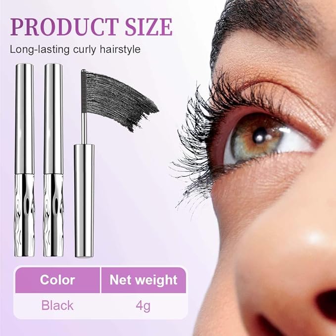 Iron Wand Mascara, Waterproof Metal Wand Mascara Volume and Length, Brushless Mascaras for Long-lasting No Clumping 3D Curling Eyelash (Brown)