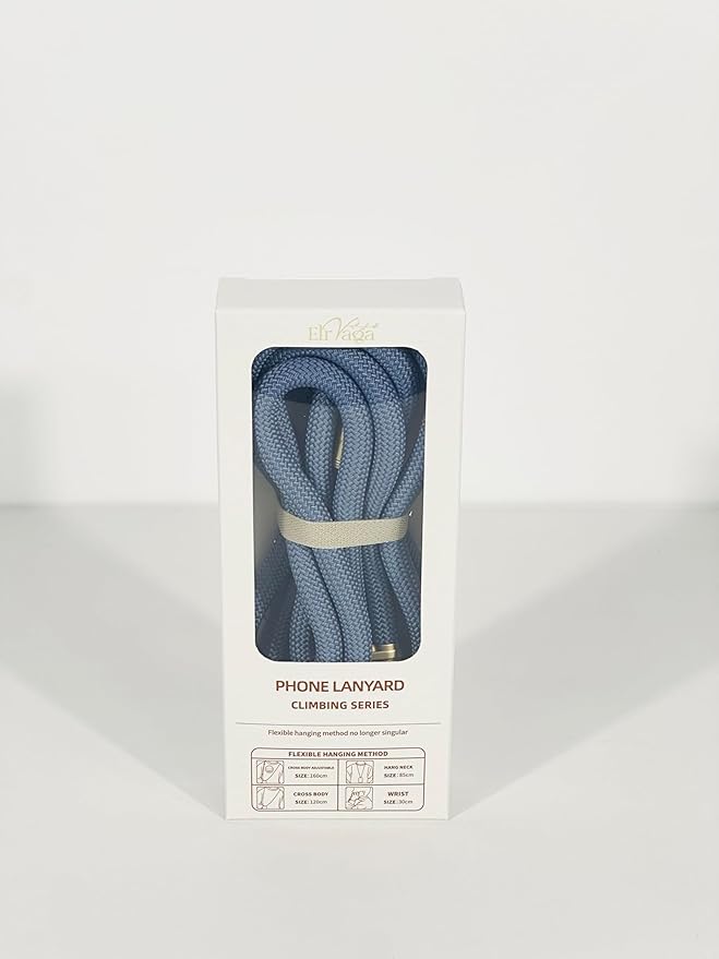 Adjustable Anti-Theft Phone Lanyard Neck & Crossbody Strap with 0.2mm Metal Tab & Comfort-Fit 8mm Rope (Fog Blue)