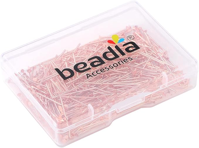 Rose Gold Plated Flat Head Pins Non Tarnish 20mm 300pcs for Jewelry Making Findings
