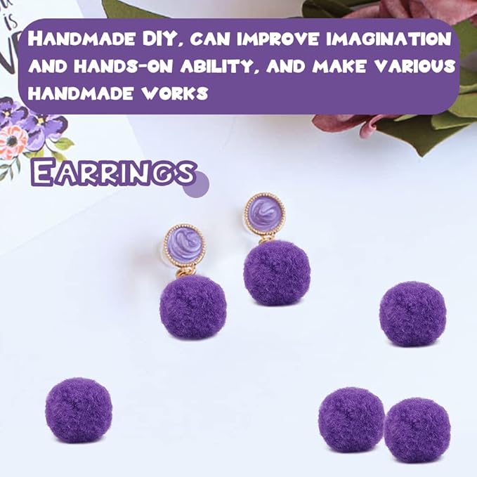 150 Pieces Pom Poms, 1 Inch Purple Craft Pom Poms, Fuzzy Pompom Puff Balls, Small Pom Pom Balls for DIY, Arts, Crafts Projects, Birthday Decorations