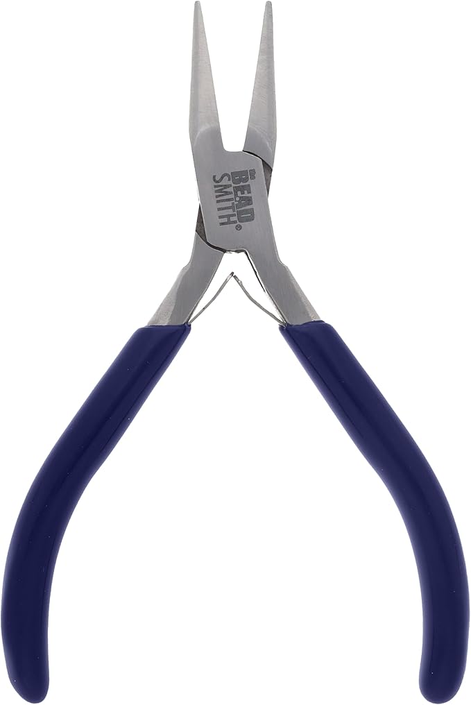 The Beadsmith Chain-Nose Pliers 4-1/2" Long with Fine Tips and Navy Blue Handles, Jewelry Making and Repair Tool