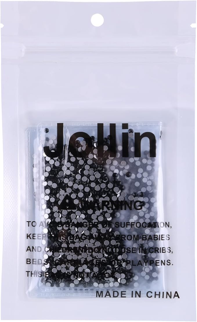 Jollin Glue Fix Crystal Flatback Rhinestones Glass Diamantes Gems for Crafting Nail Art Crafts Decorations Clothes Shoes 2.4mm (ss8 2880pcs, Jet)