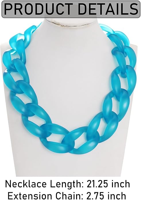 Firstmeet Chunky Acrylic Necklace Smooth Chain Link Cool Statement Choker Cuban Style Jewelry Gift for Women