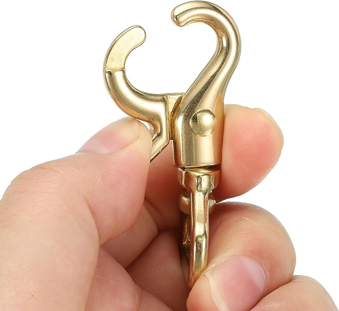 PATIKIL Lobster Clasp Keychains, 4 Pack 1 Inch Pure Brass Oval Lobster Clasps Swivel Trigger Snap Hook Purse Lanyard Clips for DIY Leather Craft