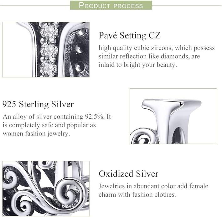 925 Sterling Silver Letter Charms for Pandora Bracelets Alphabet Initial Charms Beads Birthday Christmas Jewelry Gift for Women