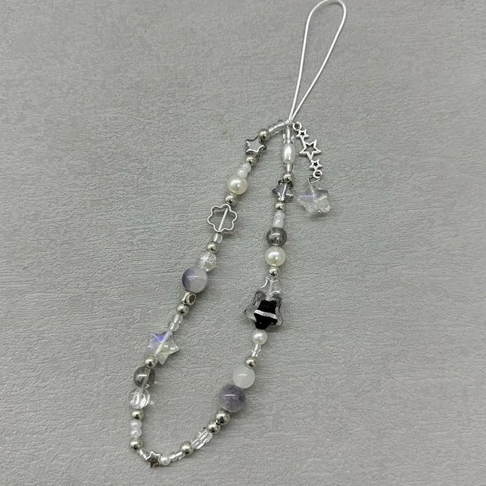 2 Pcs Phone Charm Strap Hand Universal for iPhone Wrist Strap Camera Lanyard Pearl Beaded Cute Chain String Accessories Universal for iPhone 17 Pro Max Samsung Women Girls Phones Bag Keychain