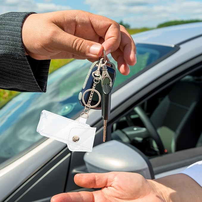 Transparent Lipstick Keychain Pouch Clear Mini Lip Gloss Holder Lip Balm Case Compact Portable Key Ring Organizer for Travel and Daily Use