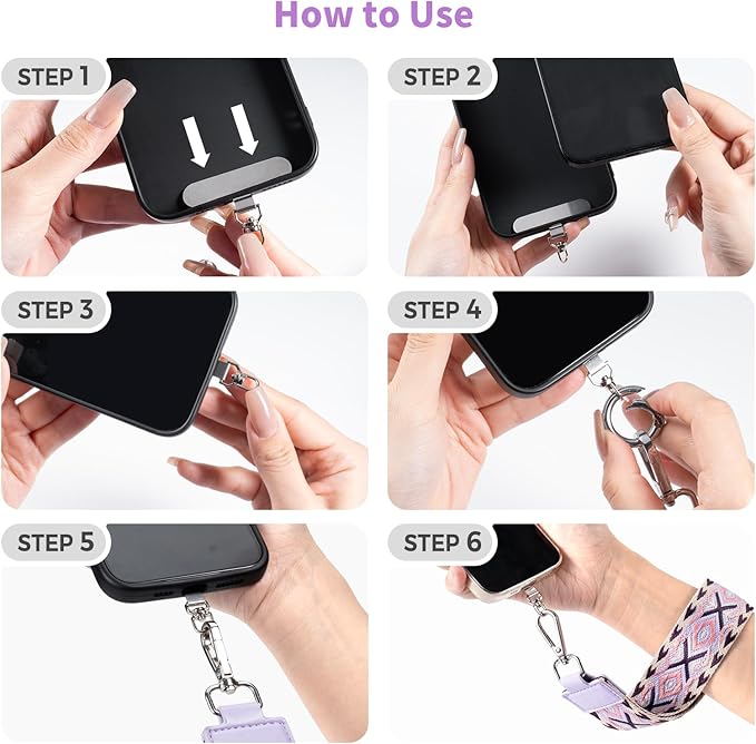 Clip and Go Strap for Phone with Wallet Crossbody Phone Lanyard with Anti-Theft Zipper Pouch Detachable Quilted Wrist Wallet with RFID and ID Window for Daily Travel.