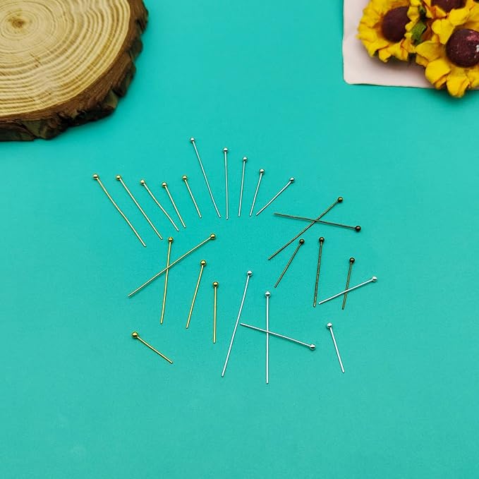 2500pcs Jewelry Head Pins Kit for Jewelry Making,Ball Head Pins Beading Pins Eye Pins Supplies for Earring Beading DIY Craft(5 Sizes,5 Colors)