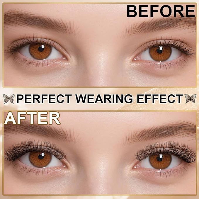 FEEGO Natural Lash Extension Kit 168Pcs Lash Clusters Kit Wispy Eyelash Extensions Individual Lashes Extensions with Bond and Seal Lash Glue and Eyelash Extension Tweezers DIY (9-12 MM)