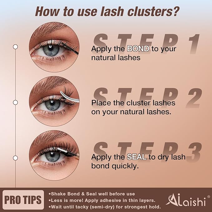 AILAISHI Lash Clusters Kit, DIY Cluster Eyelash Extensions 14‑20mm, 200D, 120pcs Fluffy D Curl Natural Lashes–Fake Cat Eye Individual Clusters
