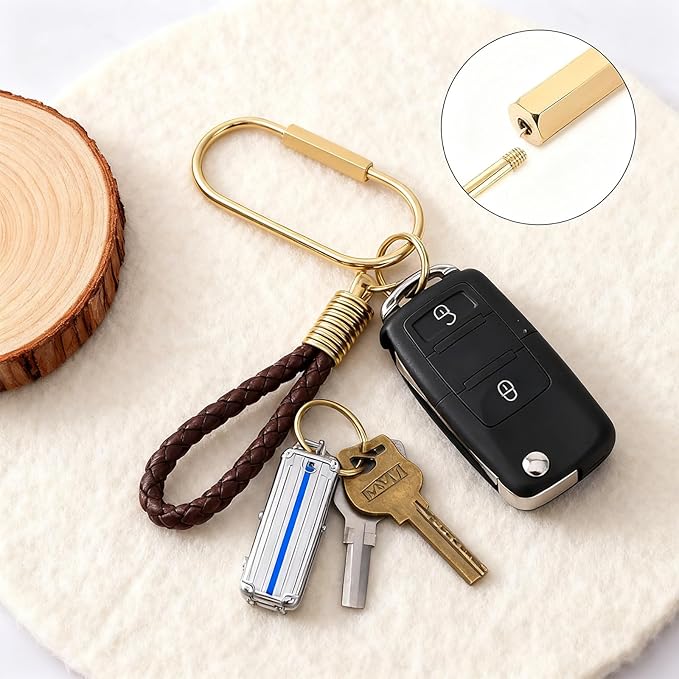Delphinus 10 Pcs Brass Screw Lock Keychain, Premium Brass Keychain, Gold Key Ring Gold Carabiner Clip with Secure Locking Screw Design Bags Accessories Luggage Tags Pet Collar Clips