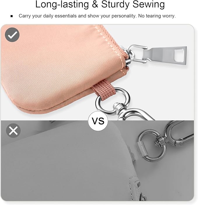 Babysun Mini Zip Around Dual Pouch Wristlet With 2 Straps Wristlet Keychain Wallet for Women Coin Purse Small Cute for Teen Girl