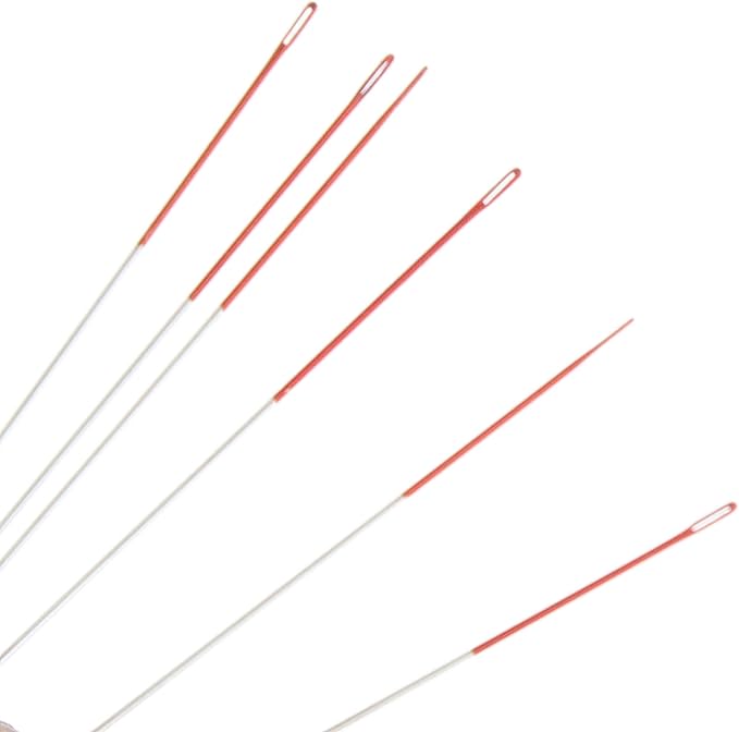 The Beadsmith ColorEYES Beading Needles, Size 12, 1 Card (6 Needles), Red Colored Tip for Easy Identification of Size, Use for Loom Weaving Bead Work, Off-Loom Stitch and Jewelry Making w/Seed Beads