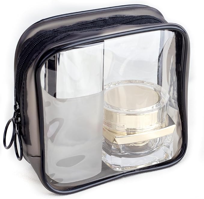 LYroo Black Small Makeup Bag Clear Mini Makeup Zipper Pouch Makeup Bag Small Cosmetic Bag for Purse Essentials Items Women Coin Purse Aesthetic Stuff(2 Pack)