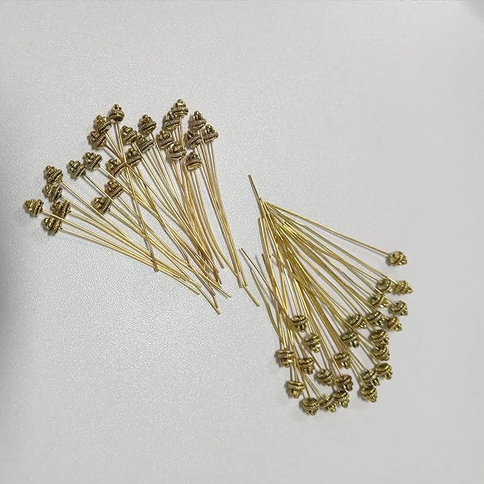 Ecloud Shop 50 Antique Tibetan Gold Tone 55mm Head Pins Needles Fashion