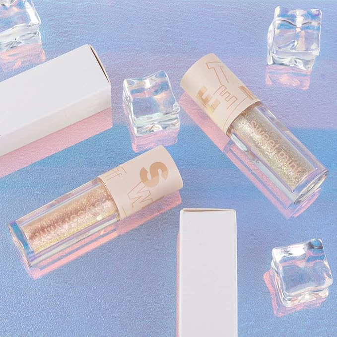 SUAKE Liquid Sparkling Glitter Eye Shadow Sticks – Crystal Silver Golden Eyeshadow, Eyeliner, Eyelid Shimmer Highlight Makeup, sombra de para ojos,Waterproof Quick-Drying