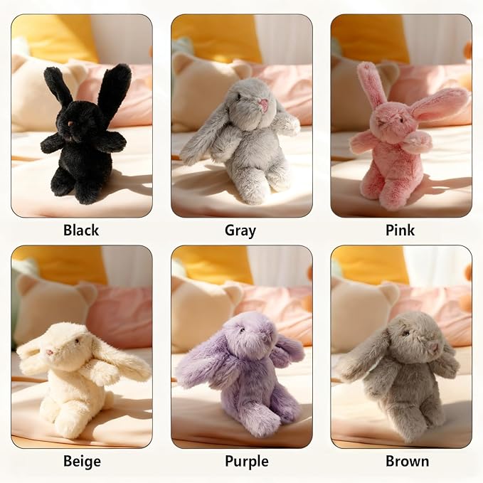 Bunny Keychain Plush 3.5'Inch Bag Charms Cute Stuff Mini Backpack Purse Charms Rabbit Key Chains Women Cute Girls Gift
