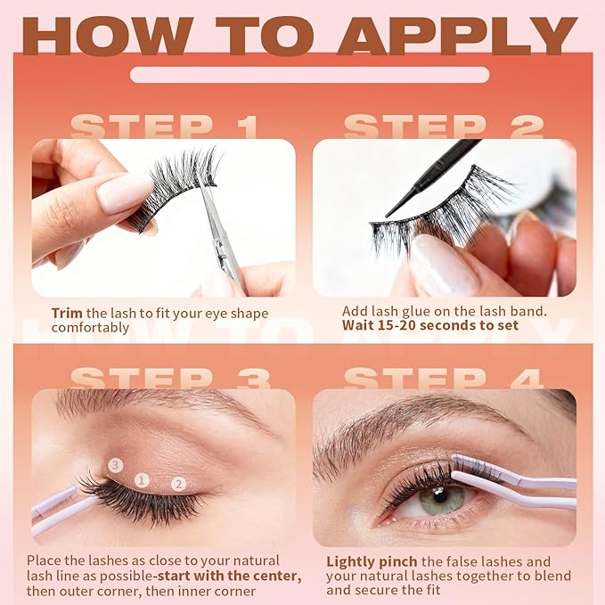 Kiromiro Mink Lashes False Eyelashes 18mm 3D Volume Cat Eye Lashes Faux Mink Eyelash Wispy Fake Eyelashes Thick Strips Lash Pack, 7 Pairs