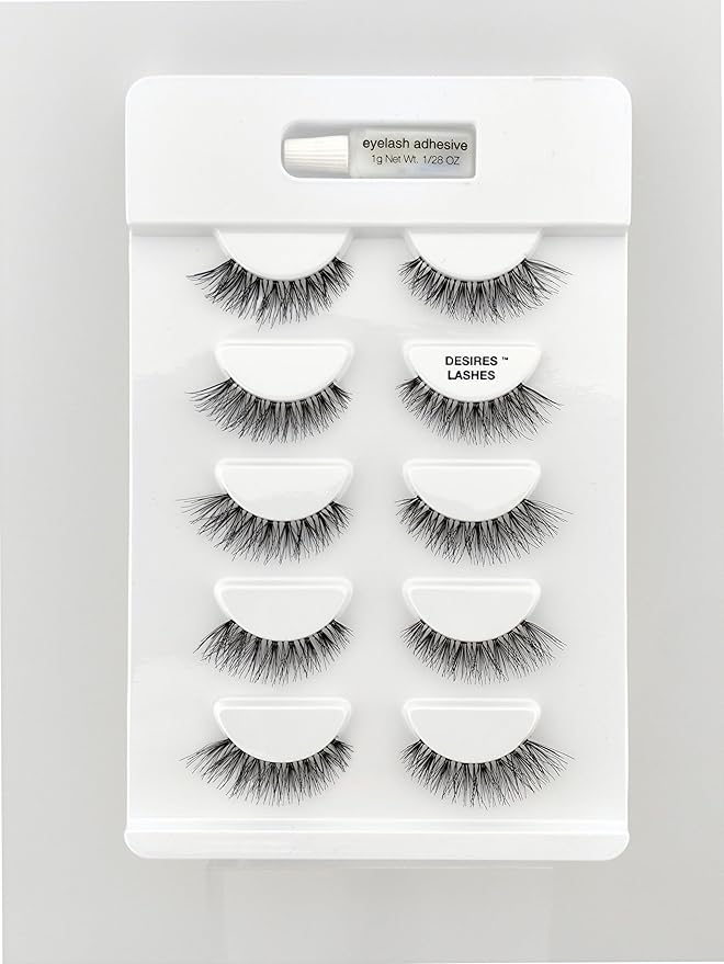 DESIRES LASHES Multipack Demi Wispies Fake Eyelashes 5Pairs Per Kits, 01 Monday
